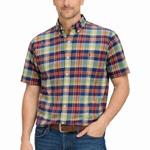 Ralph Lauren Classic Fit Tartan Plaid Short Sleeve Shirt Mens XL 100% Cotton